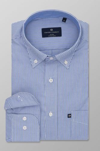 Oxford Company ανδρικό πουκάμισο με ριγέ σχέδιο Regular Fit - M225-BP10.01 Μπλε Ανοιχτό L